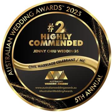 Australian Wedding Awards 2025 - #2 Highly Commended, Civil Marriage Celebrant / MC